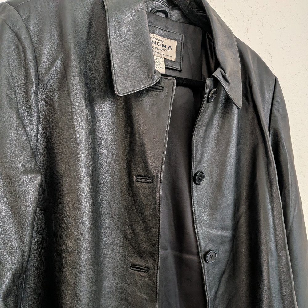 Sonoma 100% Leather Trench Coat (Black)